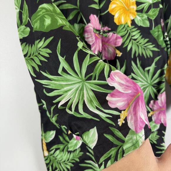 Ralph Lauren LRL Linen Tunic Top S Green Floral Printed Mandarin Collar Retro - Picture 4 of 8